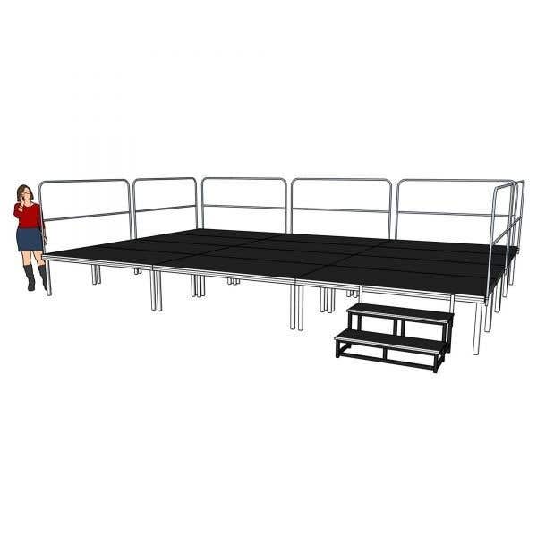 Compleet podium - 6x4 meter - hoogte 60-100cm incl. trap en balustrade