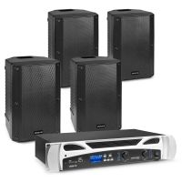 Vonyx set met 4x VSA10P passieve speakers en versterker - Bluetooth - 500W - 10 Inch