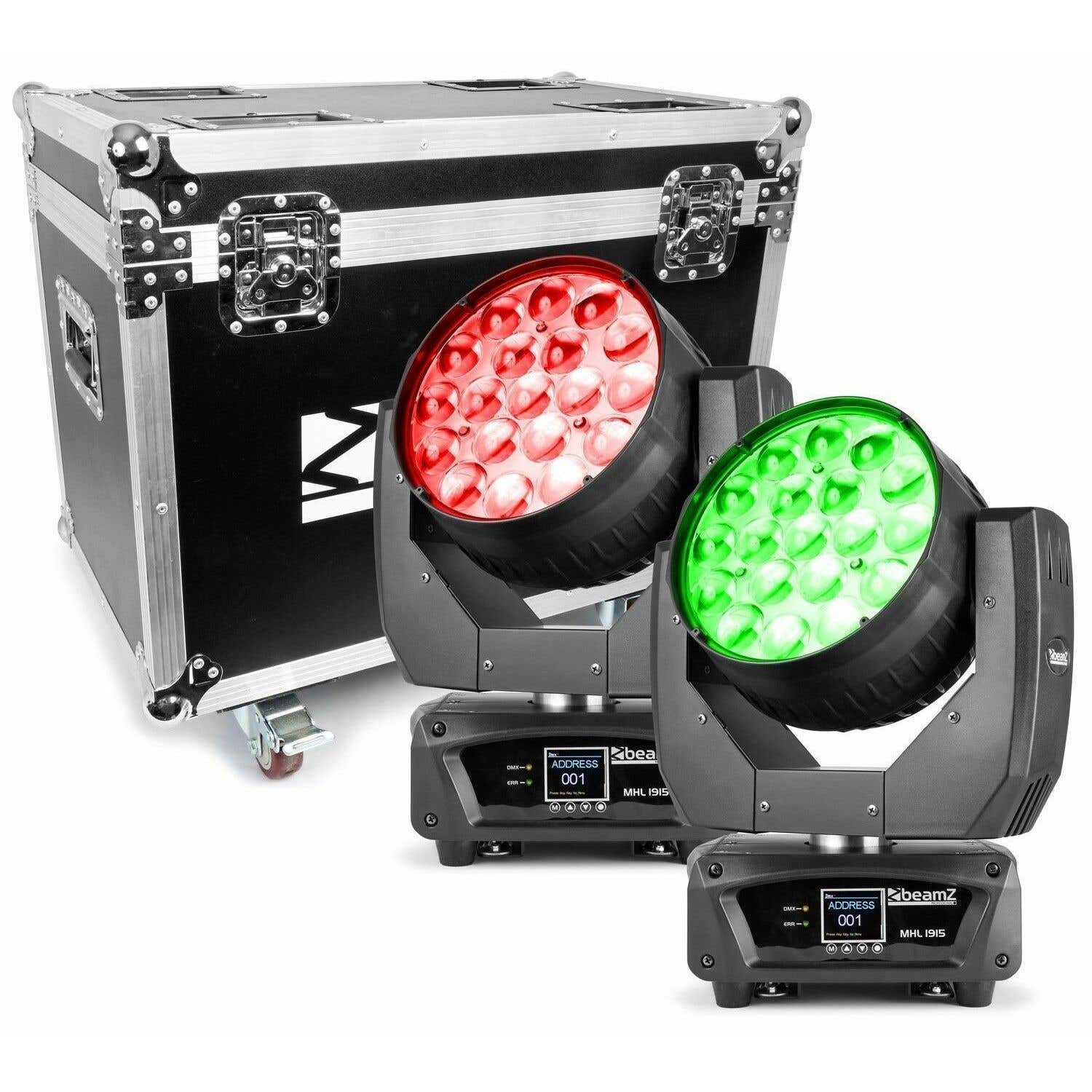 BeamZ MHL1915 - Set van 2 zoom moving heads in flightcase
