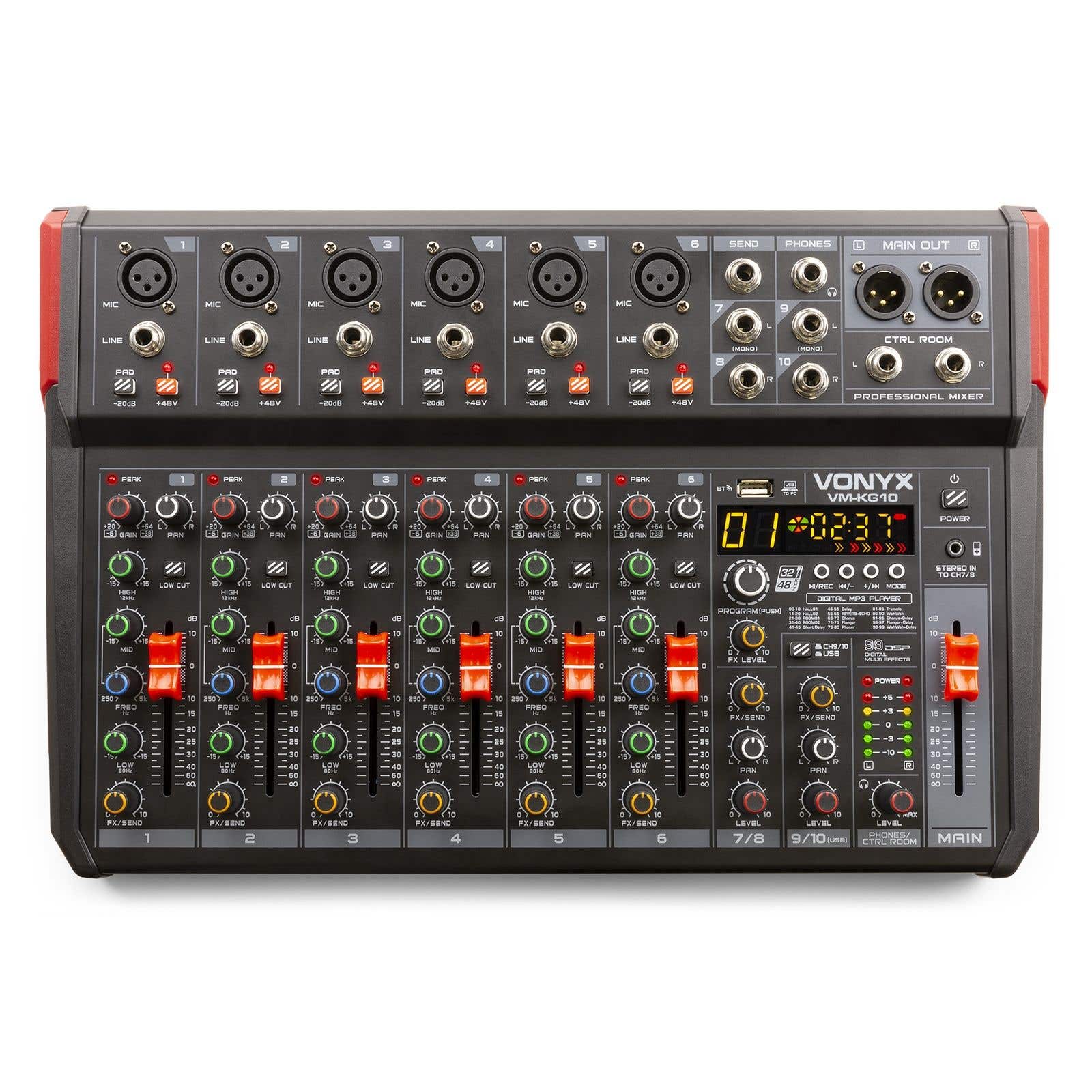 Vonyx VM-KG10 - 10-kanaals mengtafel met Bluetooth, DSP, USB audio interface, etc.