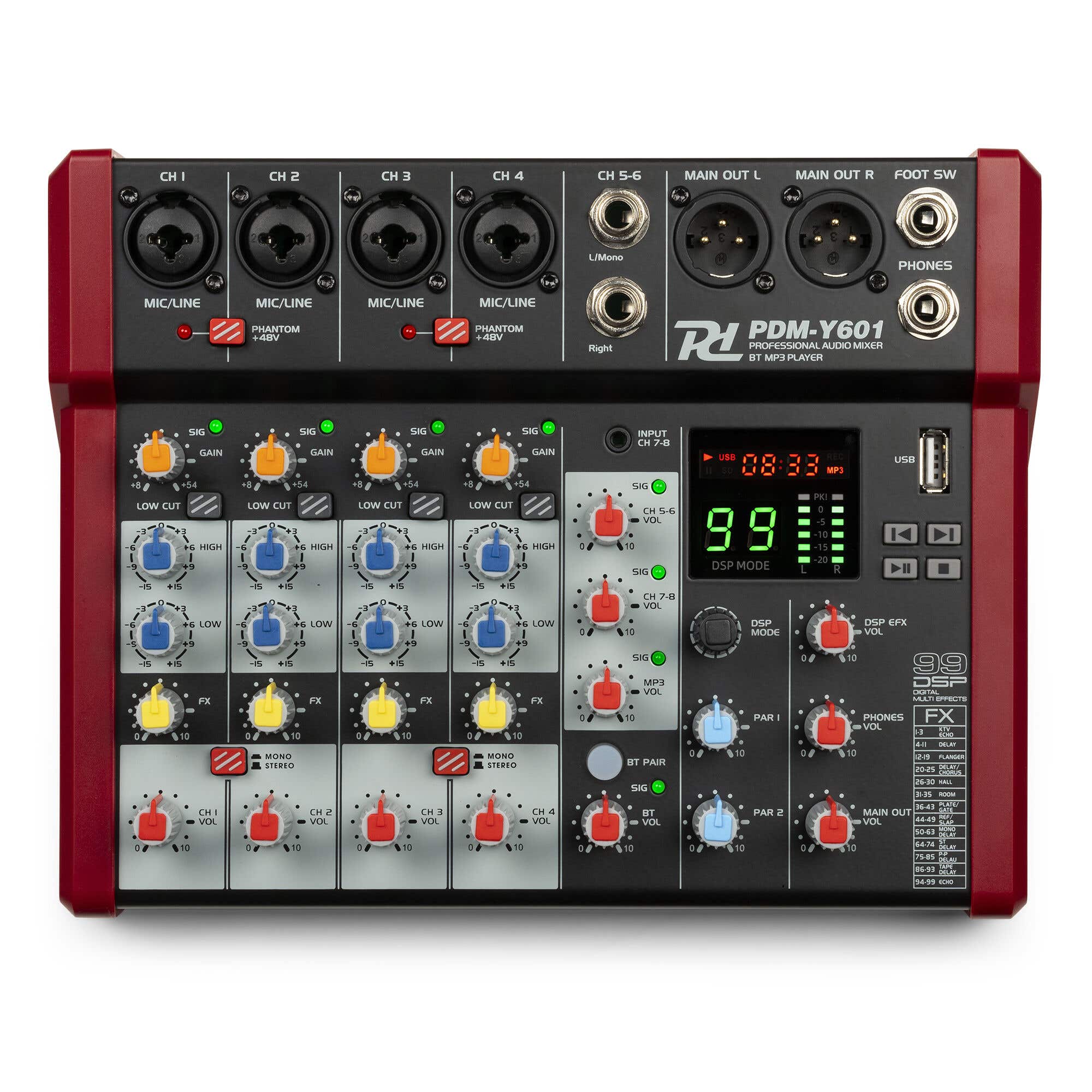 Power Dynamics PDM-Y601 mixer - 6 kanaals mengpaneel met Bluetooth 