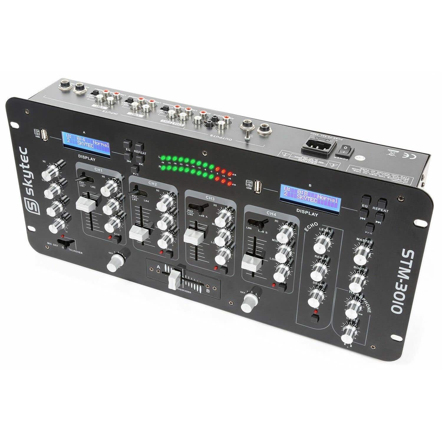 SkyTec STM-3010 4 Kanaals DJ mengpaneel met 2 x USB