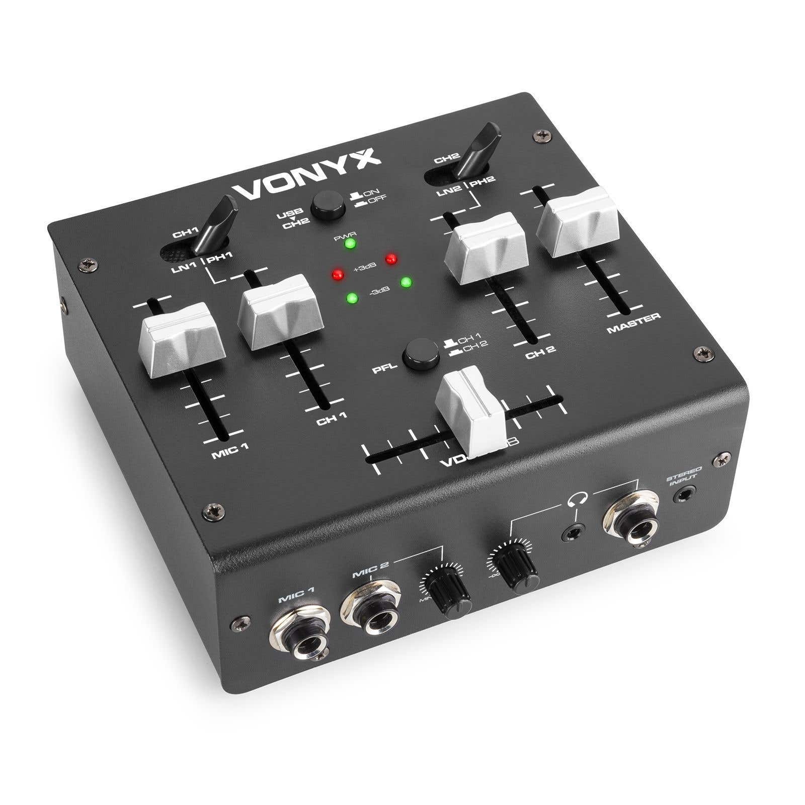 Vonyx VDJ2USB - 3 kanaals stereo USB DJ mixer