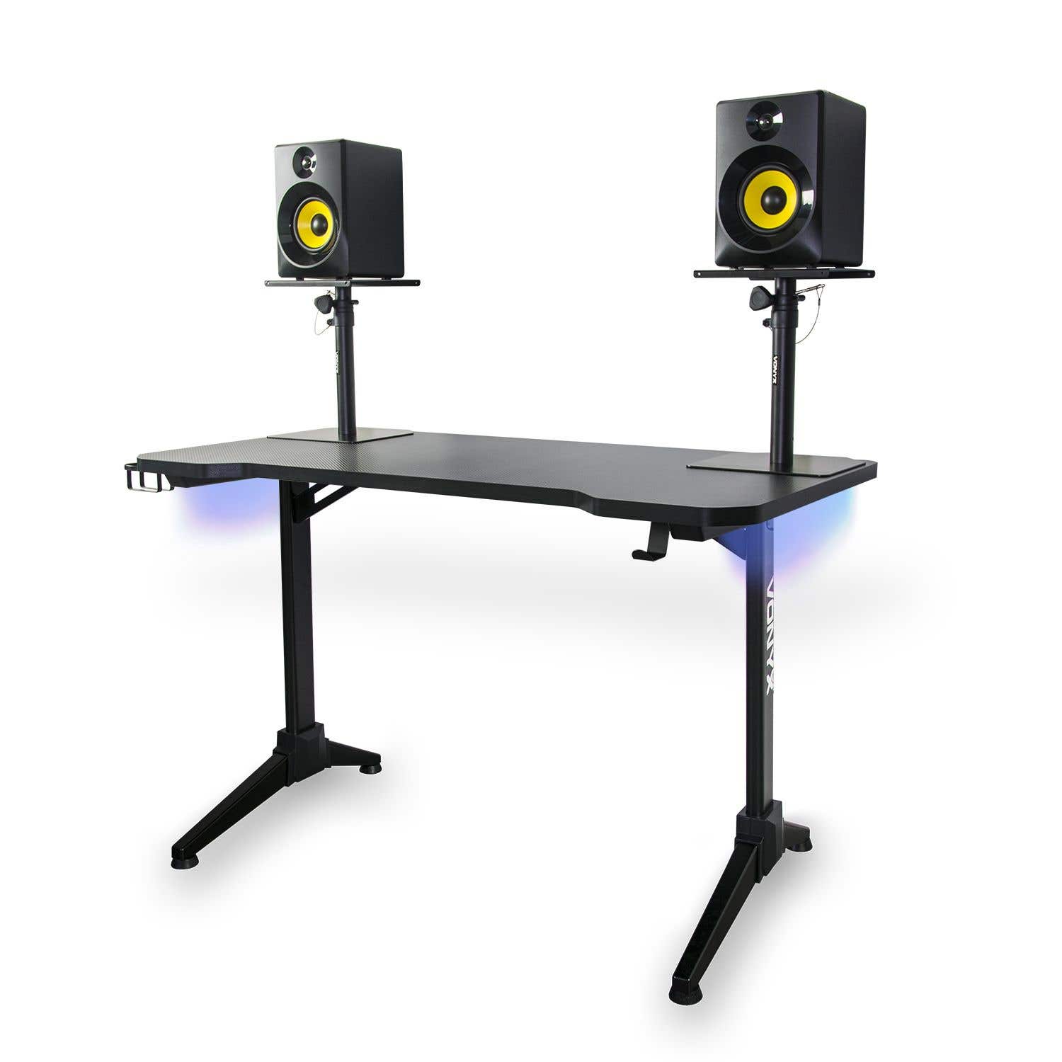 Vonyx DB20 DJ tafel / studio meubel met LED verlichting - 120cm - Zwart