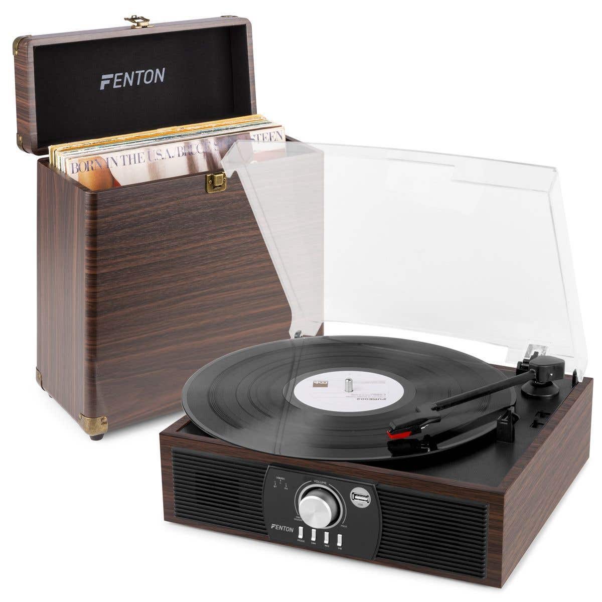 Fenton RP175DW retro platenspeler met Bluetooth en platenkoffer