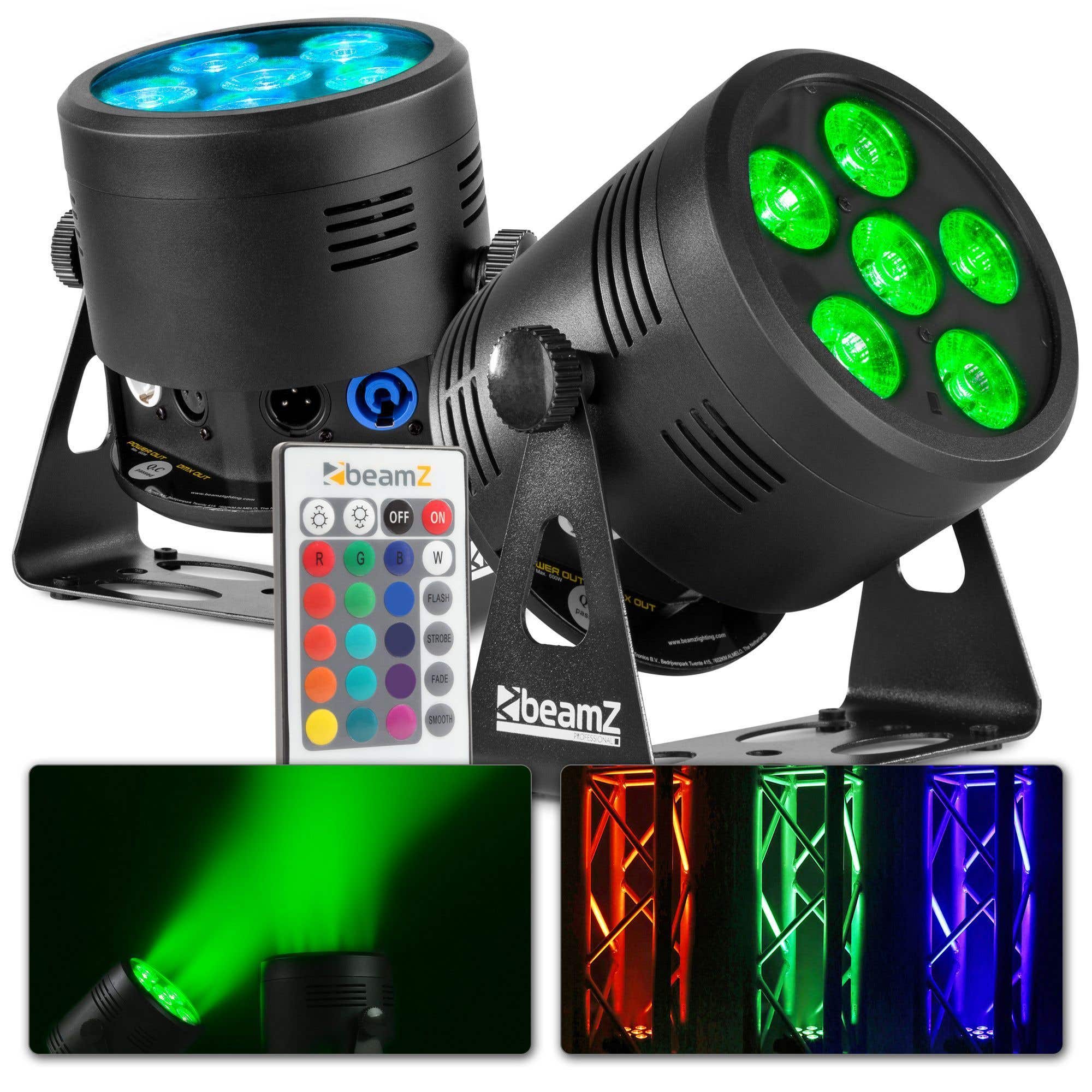 BeamZ BBP66 - Set van 2 accu Uplights met 6x 6W LED's