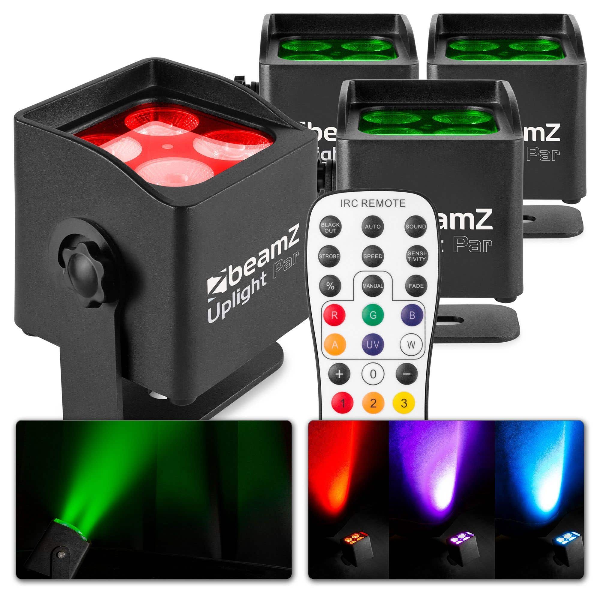 BeamZ BBP44 - Set van 4 compacte accu Uplights IP65 (geschikt voor buiten)