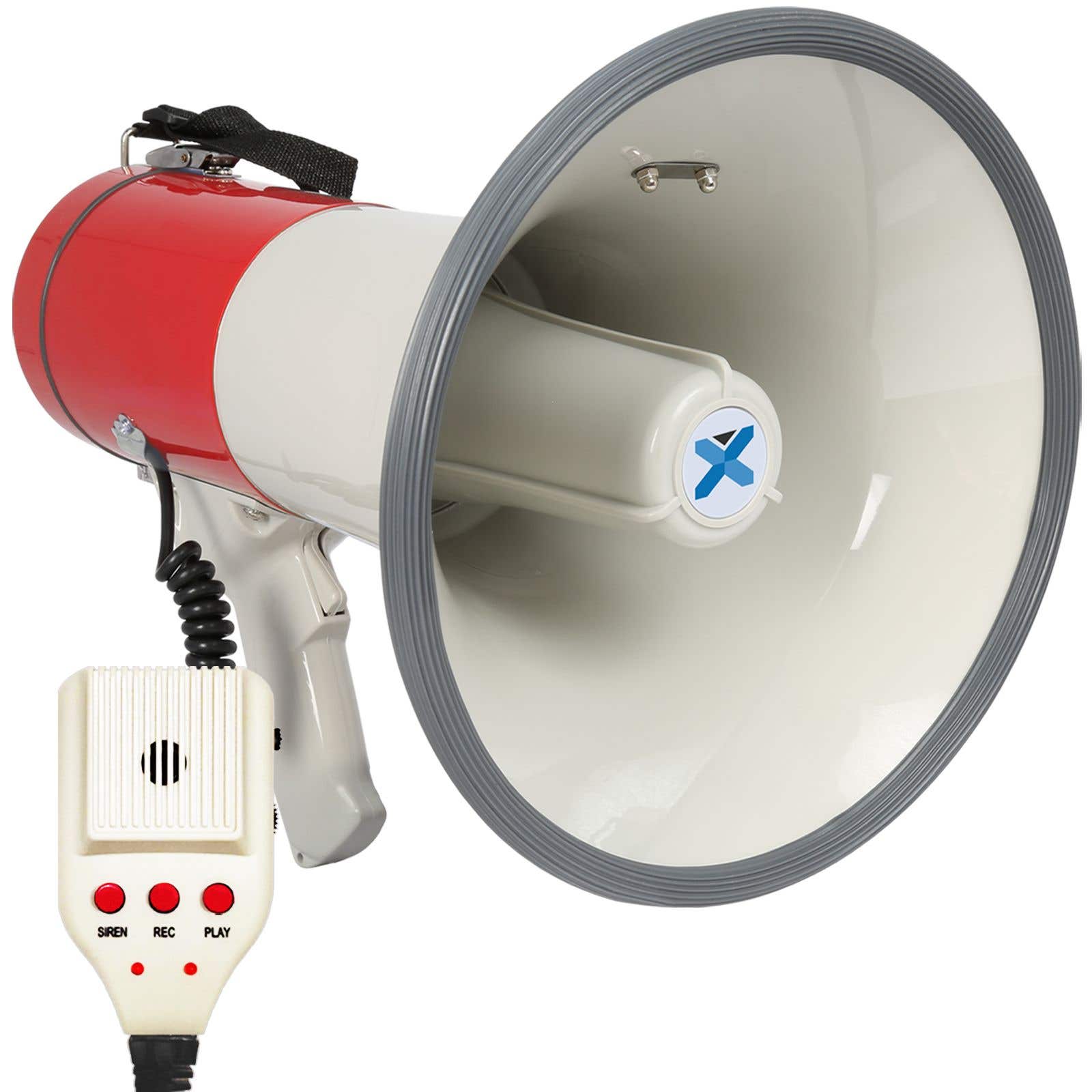MyMealivos Megafoon met sirene Bullhorn 50 Watt Bullhorn luidspreker met afneembare microfoon, draagbare lichtgewicht riem en 3,5 mm Aux-ingang ( megafoon MyMealivos Megafoon met sirene Bullhorn 50 Watt Bullhorn luidspreker met afneembare microfoon, draagbare lichtgewicht riem en 3,5 mm Aux-ingang ( megafoon