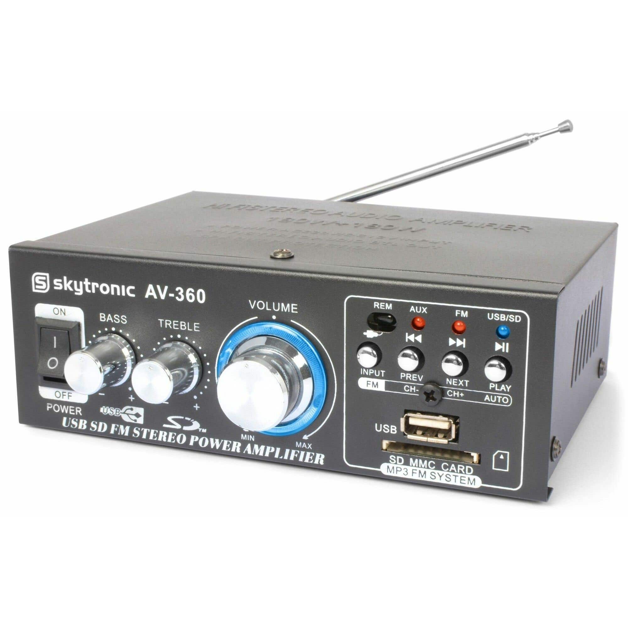 SkyTronic AV-360 USB/MP3 Versterker met afstandsbediening