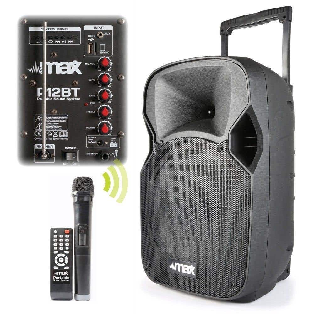 MAX P12BT Mobiele speaker 12 inch met bluetooth