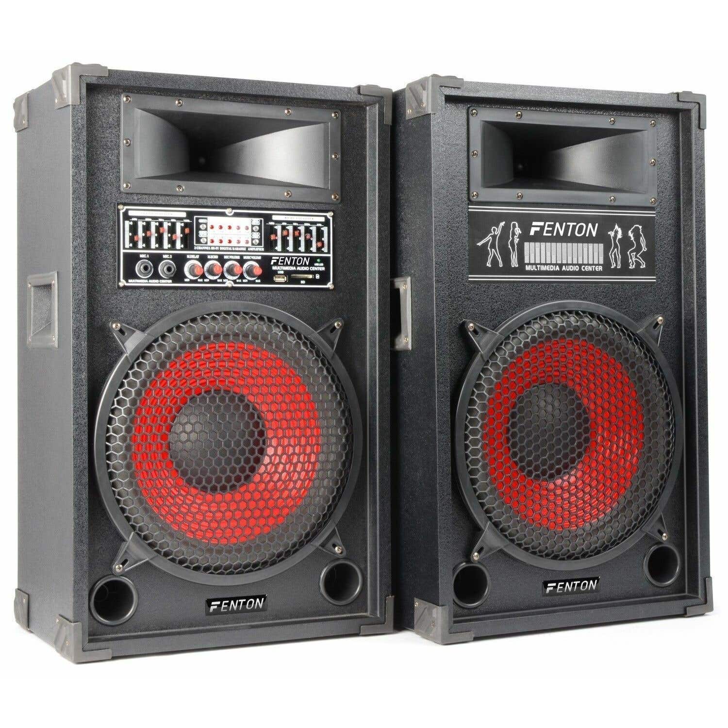 2e keus - Fenton SPA1200 Actieve PA Karaoke Luidspreker Set 12