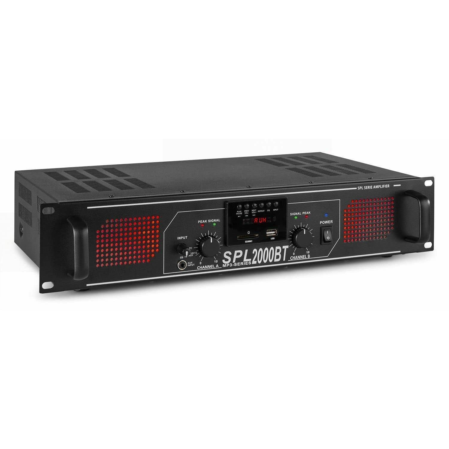 SkyTec SPL2000BTMP3 versterker 2x 1000W met Bluetooth