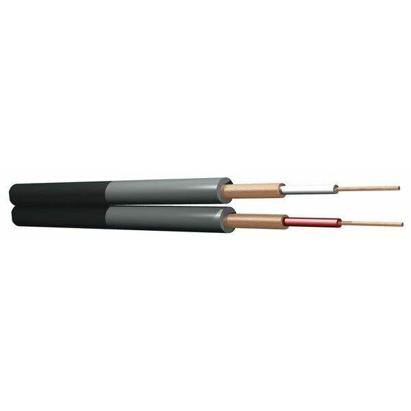 Audiokabel 2-aderig 100 meter rol zwart