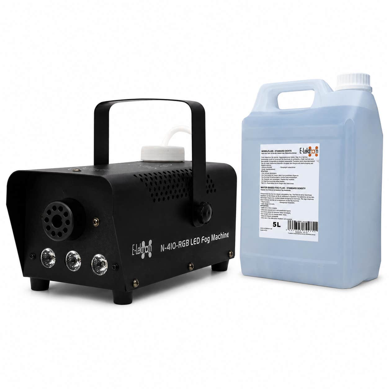 E-Lektron N-410-RGB rookmachine met 5 liter rookvloeistof - 400W met RGB LED’s en afstandsbediening