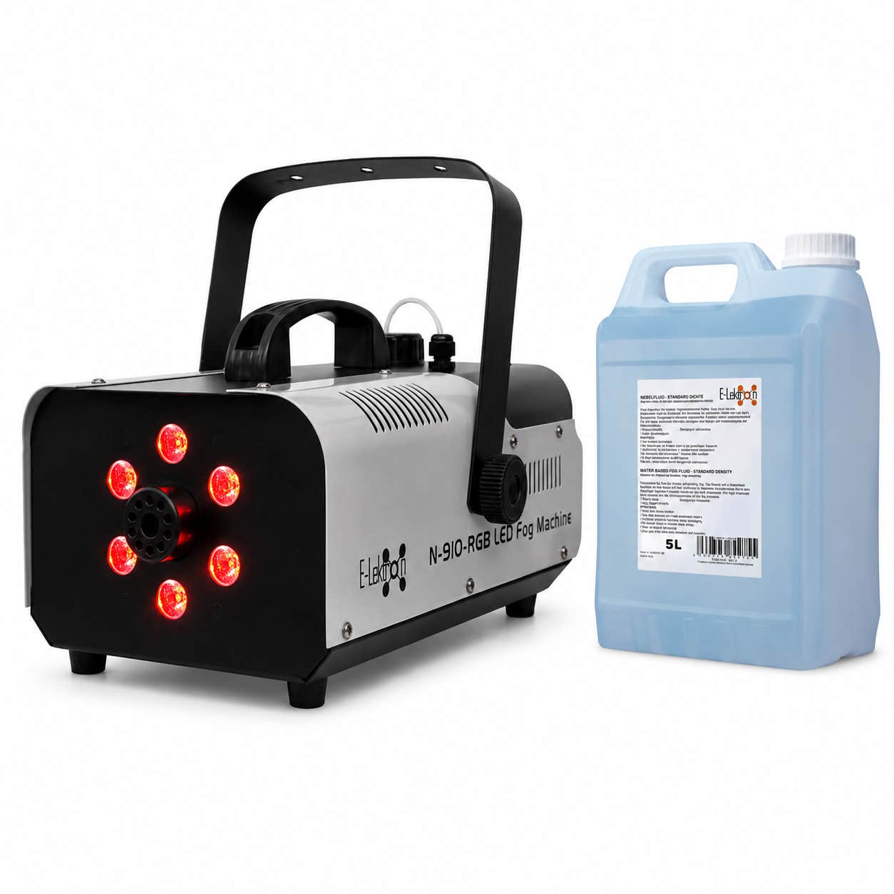 E-Lektron N-910-RGB rookmachine met 5 liter rookvloeistof - 900W met 6x 1W RGB LED’s