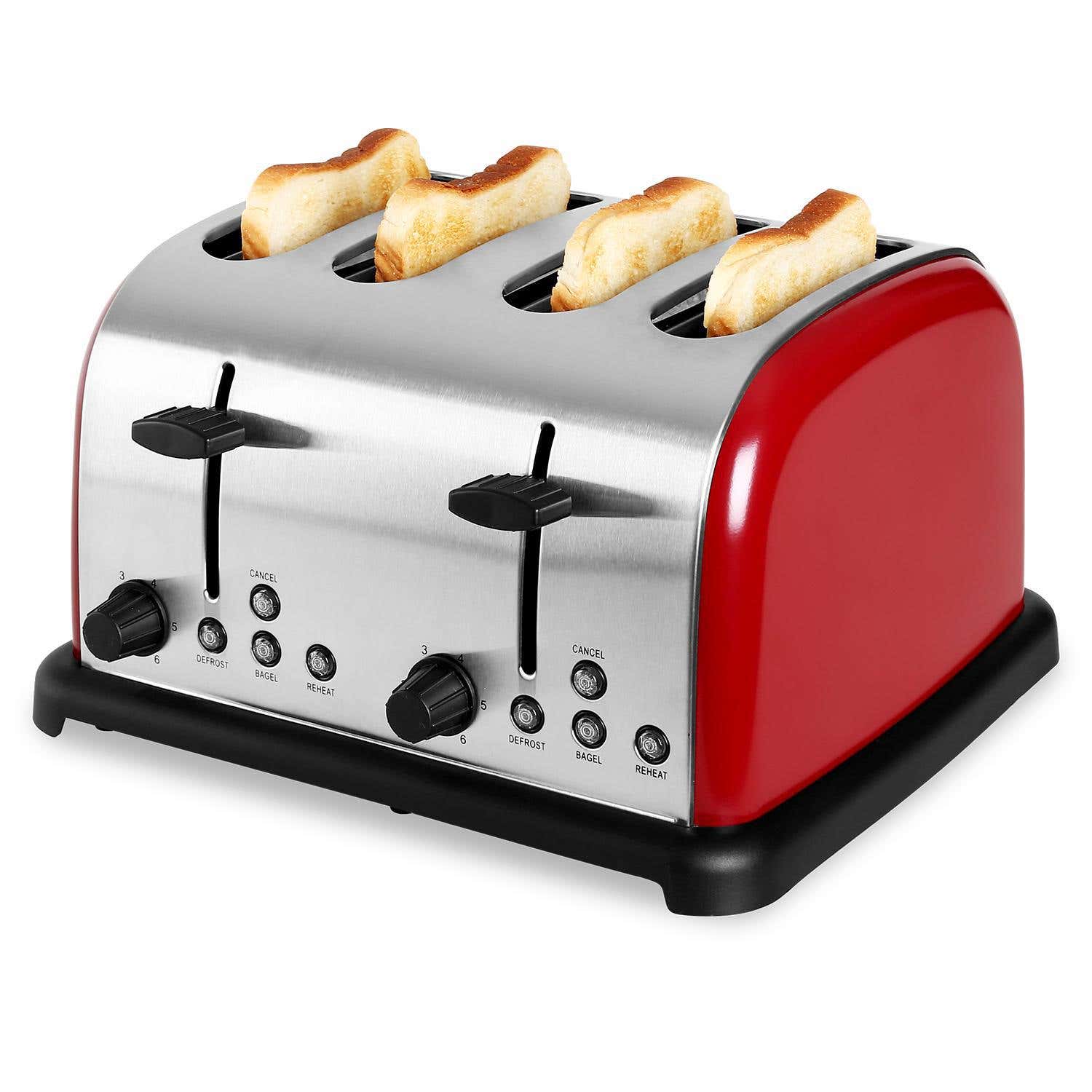 Klarstein Broodrooster 4-Slots RVS Rood