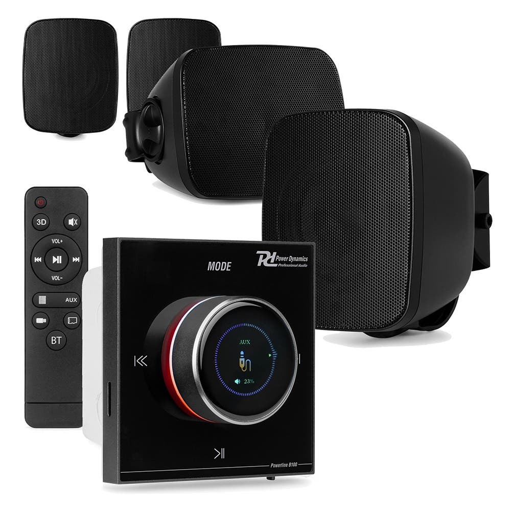 Power Dynamics BD30B outdoor speakers met B100B inbouw versterker - IPX5 waterdicht - 4x 25W