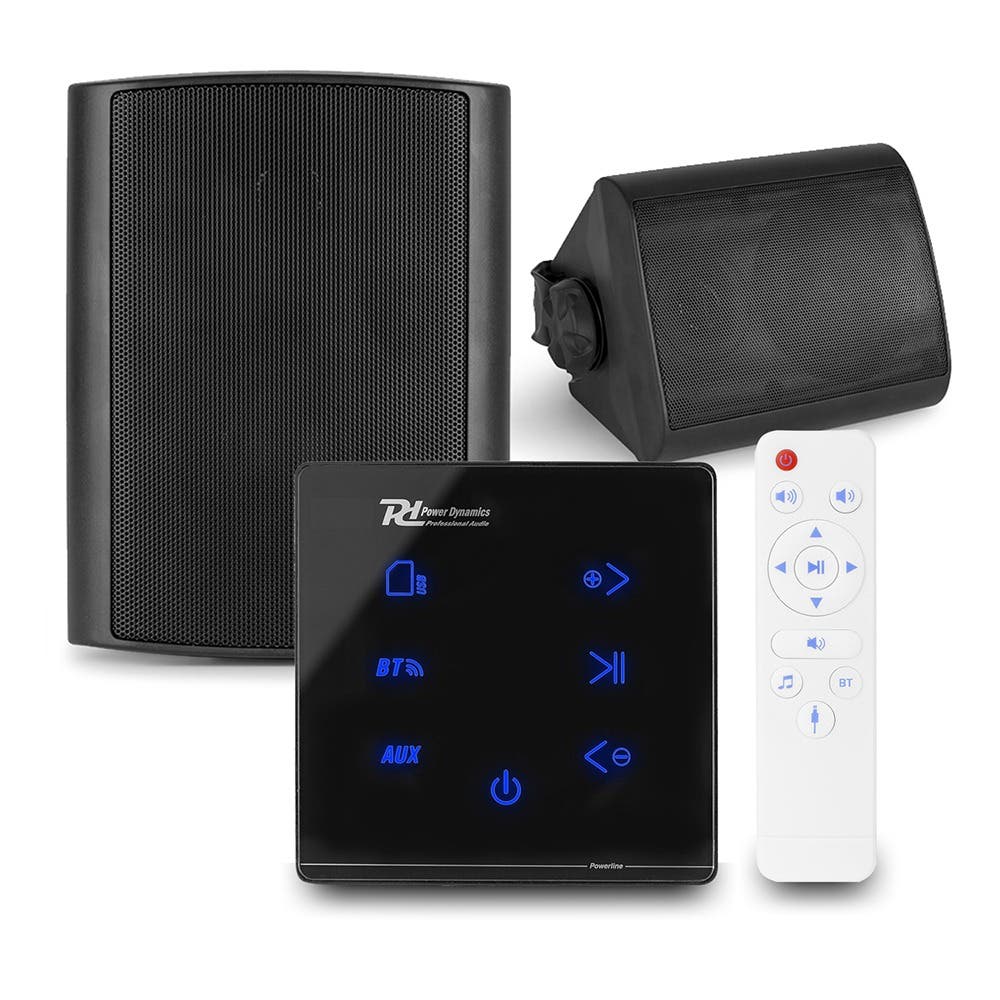 Power Dynamics set van 2 BGO40 speakers met de A50B inbouw versterker - Bluetooth - 2x 20W - Zwart