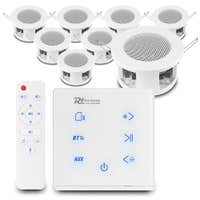 Power Dynamics set van 8 CSBA3L plafondspeakers met de A100W inbouw versterker - Bluetooth - 4x 20W