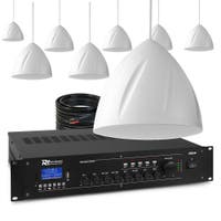 Power Dynamics 100V geluidsinstallatie met 8 hangende speakers en 4-zone versterker - 240W - Wit
