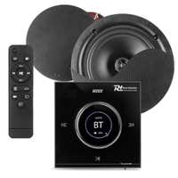 Power Dynamics Powerline B50B inbouw versterker met 2 plafondspeakers - 6.5 inch - 2x 25W - Zwart