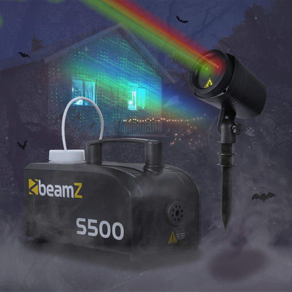 BeamZ Halloween decoratie set met rookmachine en laser