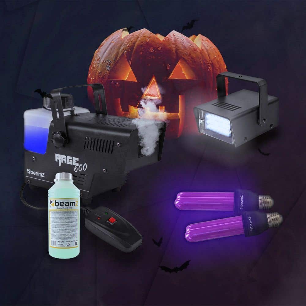 BeamZ Halloween pakket met rookmachine, blacklights en stroboscoop