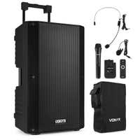 Vonyx VSA700-BP speaker set met draadloze microfoon + headset en speakerbeschermhoes - 1000W
