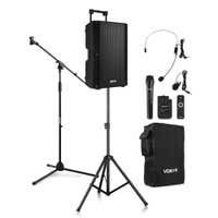 Vonyx VSA700-BP speaker set met beschermhoes, luidsprekerstatief en microfoonstandaard - 1000W