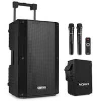 Vonyx VSA500 ABS 12" portable speaker met 2x draadloze microfoon en speakerbeschermhoes - 800W
