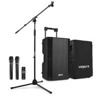 Vonyx VSA500 ABS 12" portable speaker met speakerbeschermhoes en microfoonstatief - 800W