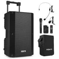 Vonyx VSA500-BP portable speaker met draadloze microfoon + headset en beschermhoes - 800W