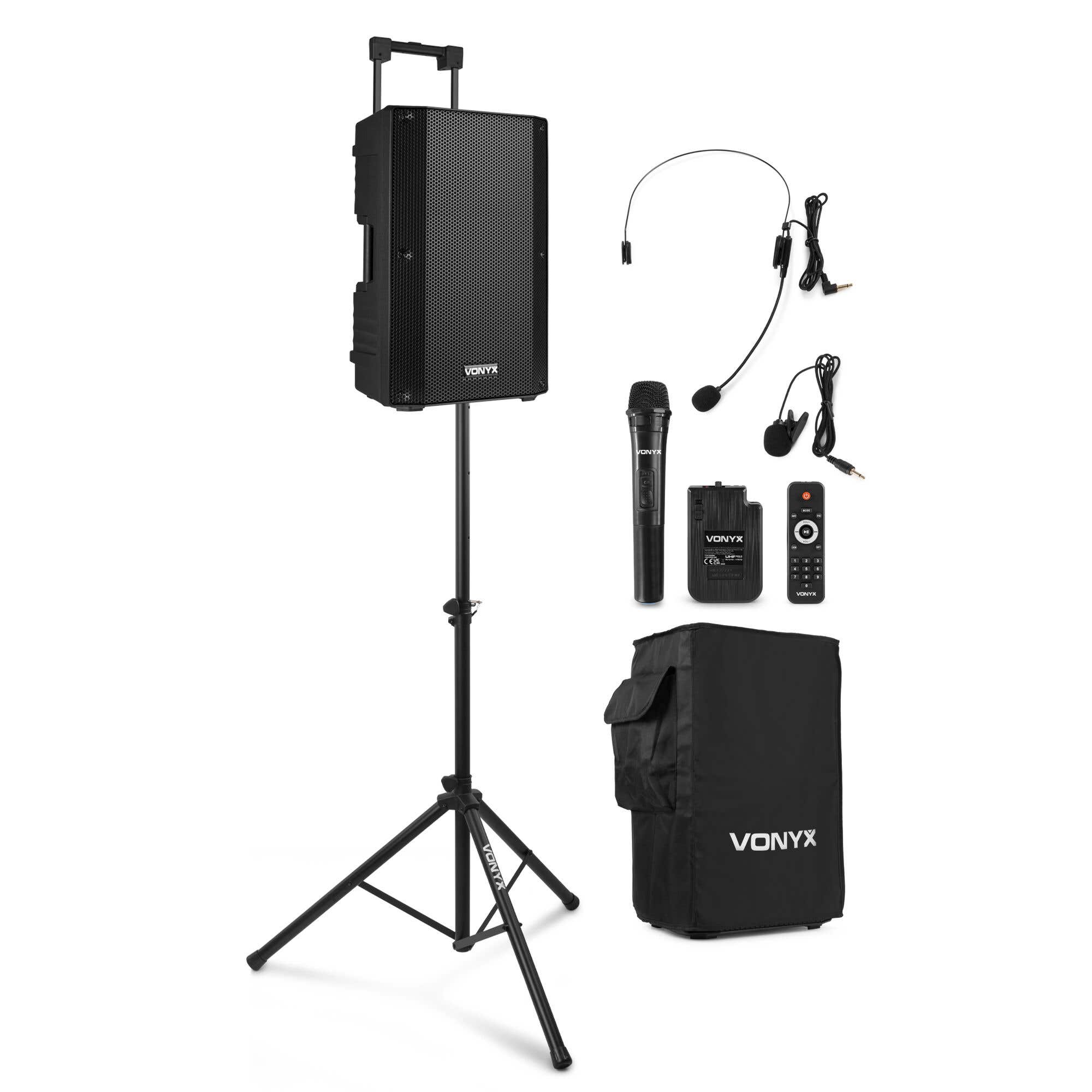Vonyx VSA500-BP portable speaker set met speakerbeschermhoes en luidsprekerstatief - 800W