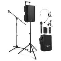Vonyx VSA500-BP speaker met beschermhoes, luidsprekerstatief en microfoonstandaard - 800W