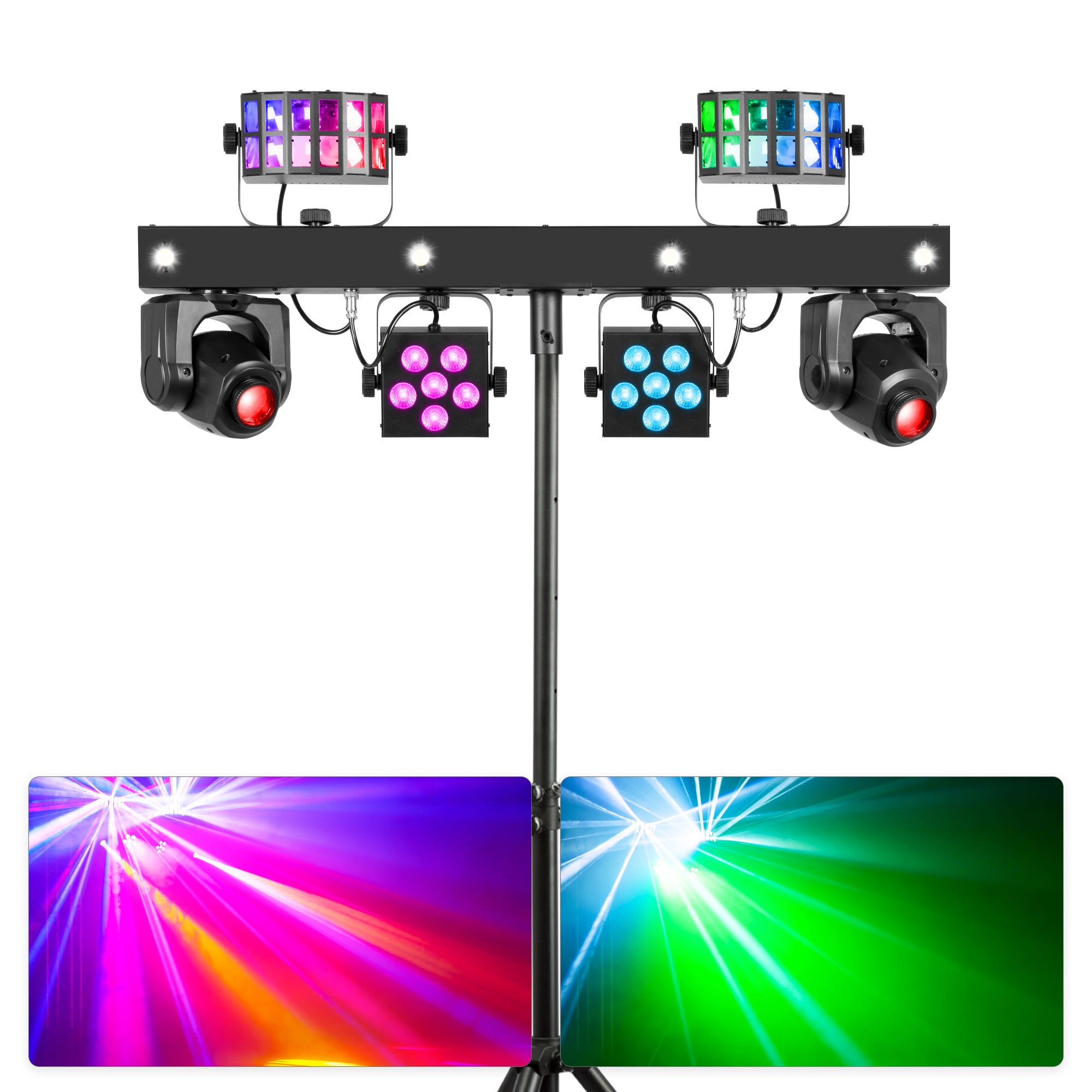 BeamZ ShowBar GO Glow - Alles-in-één lichteffect - Moving head bar met multi-fixtures - Met statief