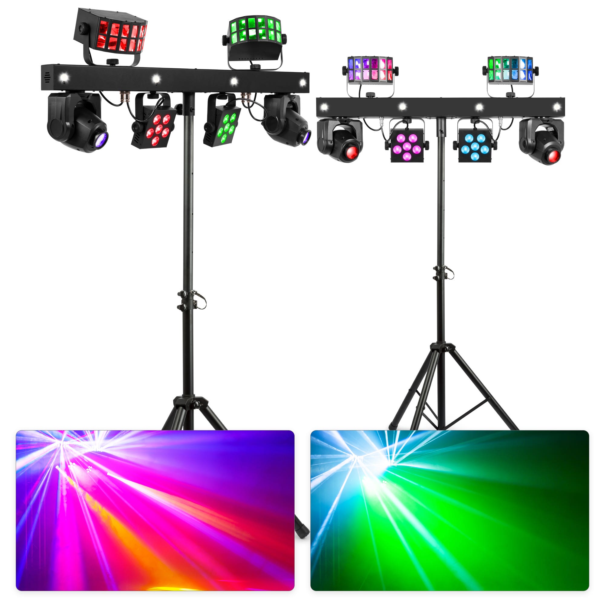 BeamZ ShowBar GO Glow - Set van 2 moving head bars op statieven - Alles-in-één lichteffecten - RGBW