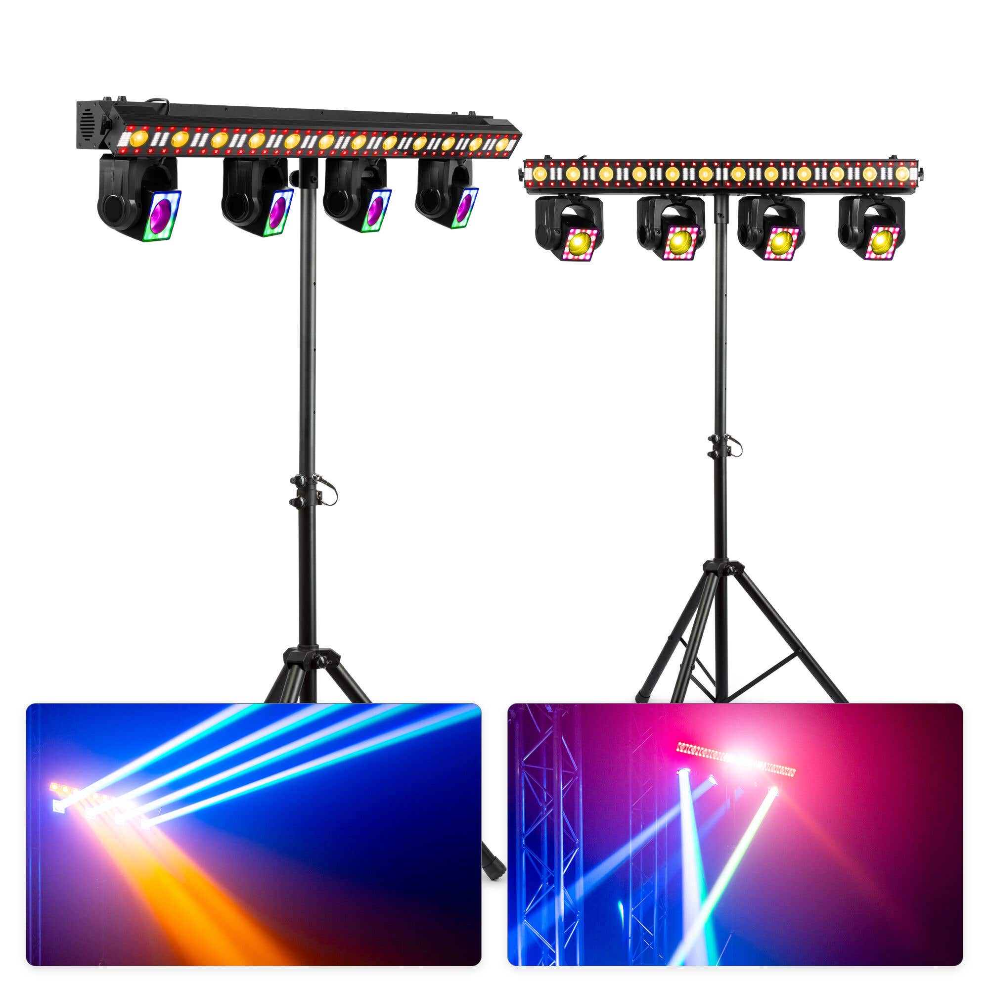 BeamZ ShowBar GO Edge - Set van 2 moving head bars op standaards - Moving heads en LED barren 