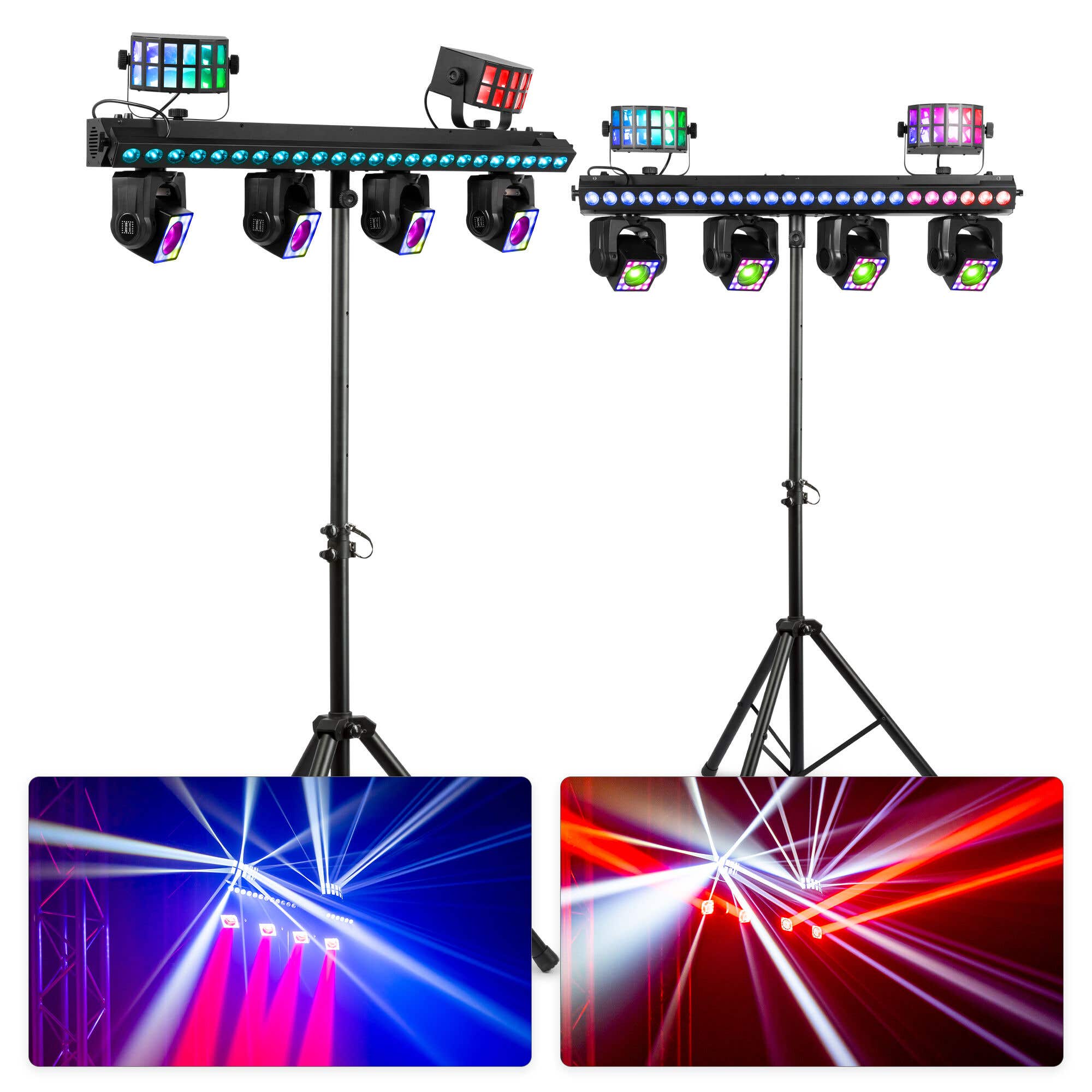 BeamZ ShowBar GO Ultra - Set van 2 moving head bars op statief - Moving heads, LED barren en Derby’s