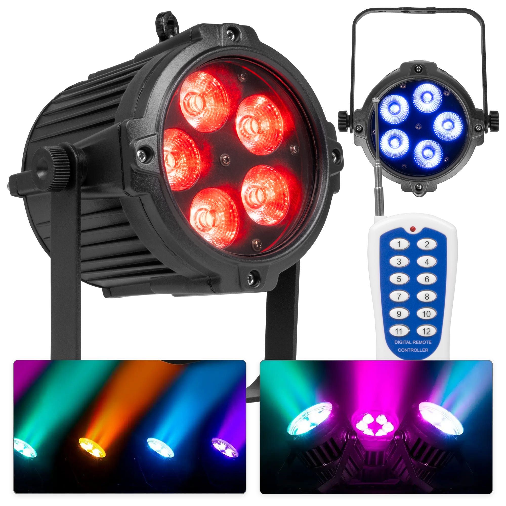 BeamZ set van 2 BWA65 Outdoor LED parren - IP65 - 5x 8W RGBW LED’s - Met afstandsbediening