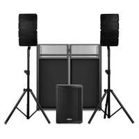 Vonyx VX915 DJ setup met line array speakers - PA systeem met standaards en DJ booth - 1400W