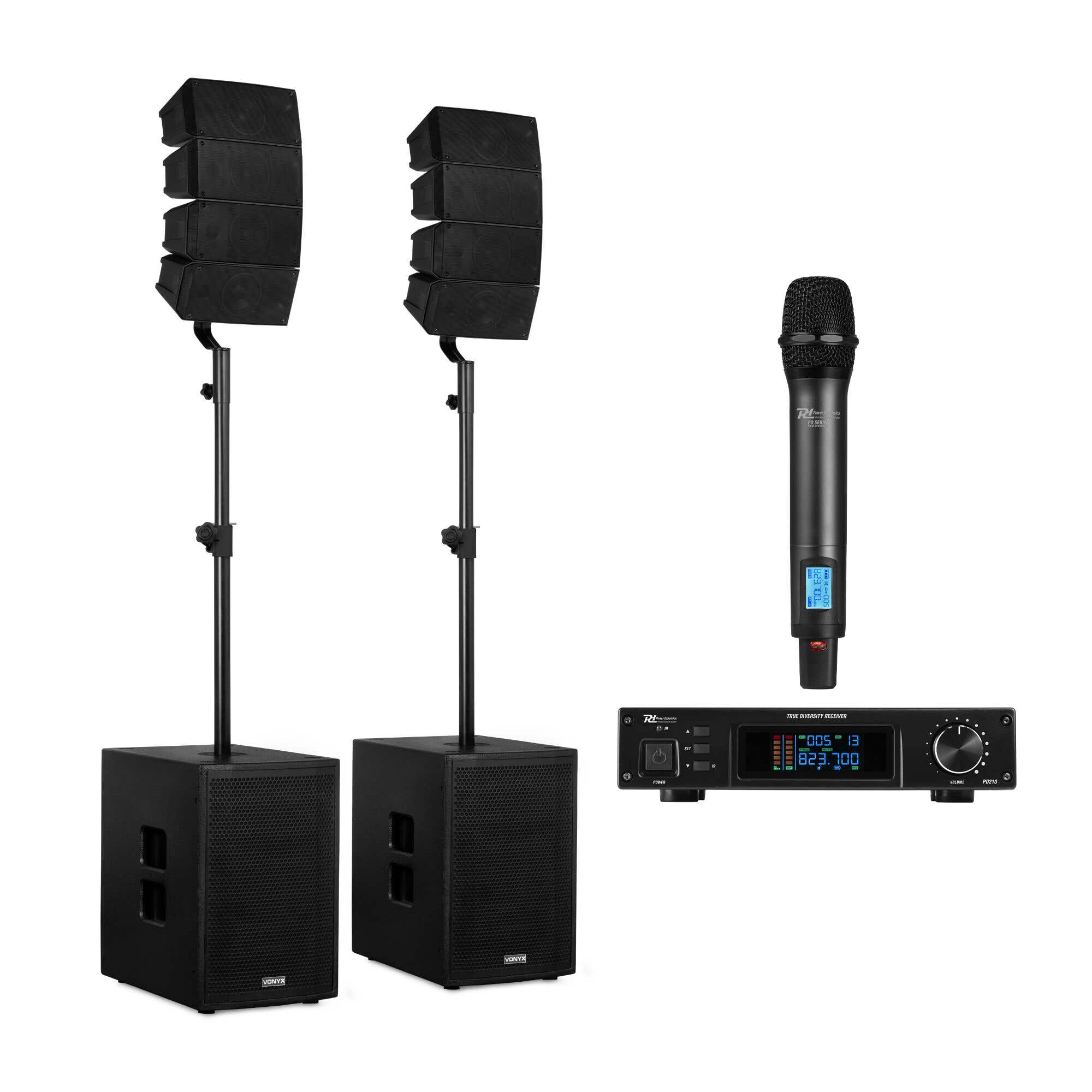 Vonyx VX922 Professionele zangerset - 2.2 PA systeem met line array speakers en UHF microfoon - 1600W