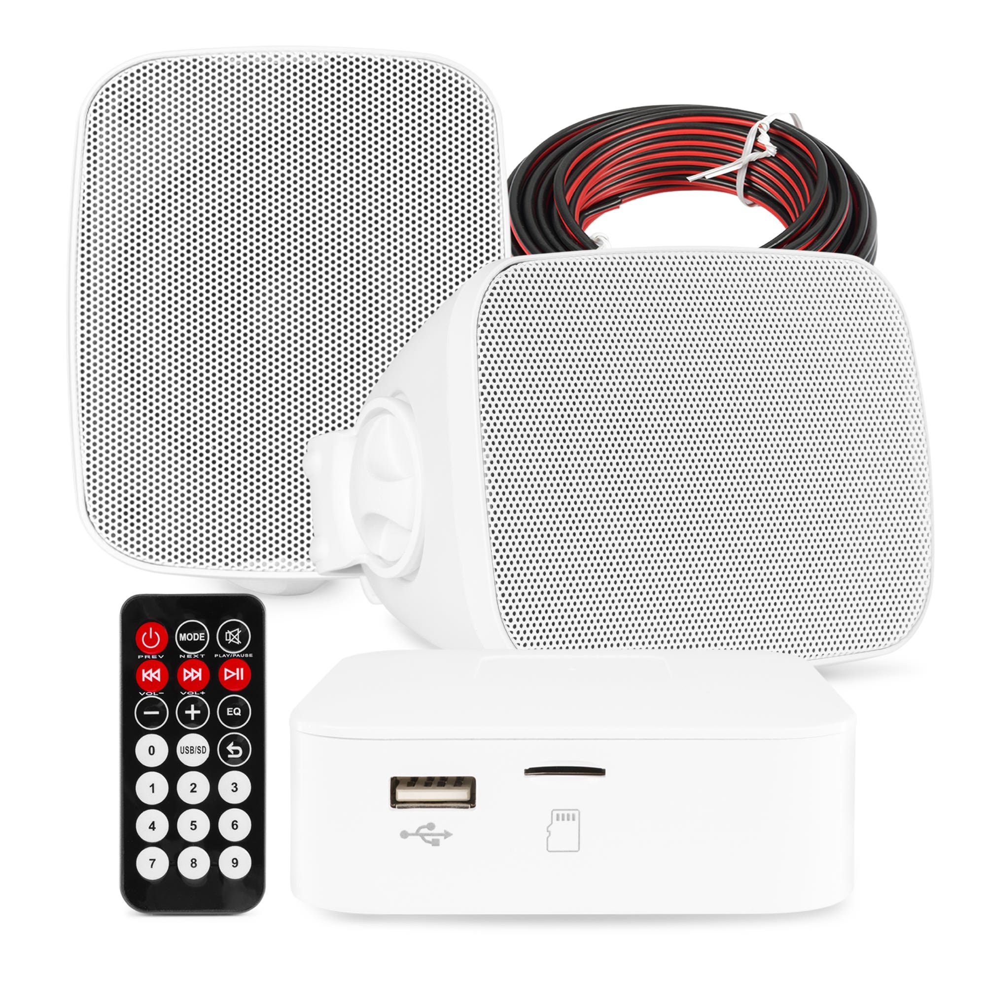 Power Dynamics set van 2 buiten speakers - Waterdichte mini speakerset outdoor - Bluetooth - Wit