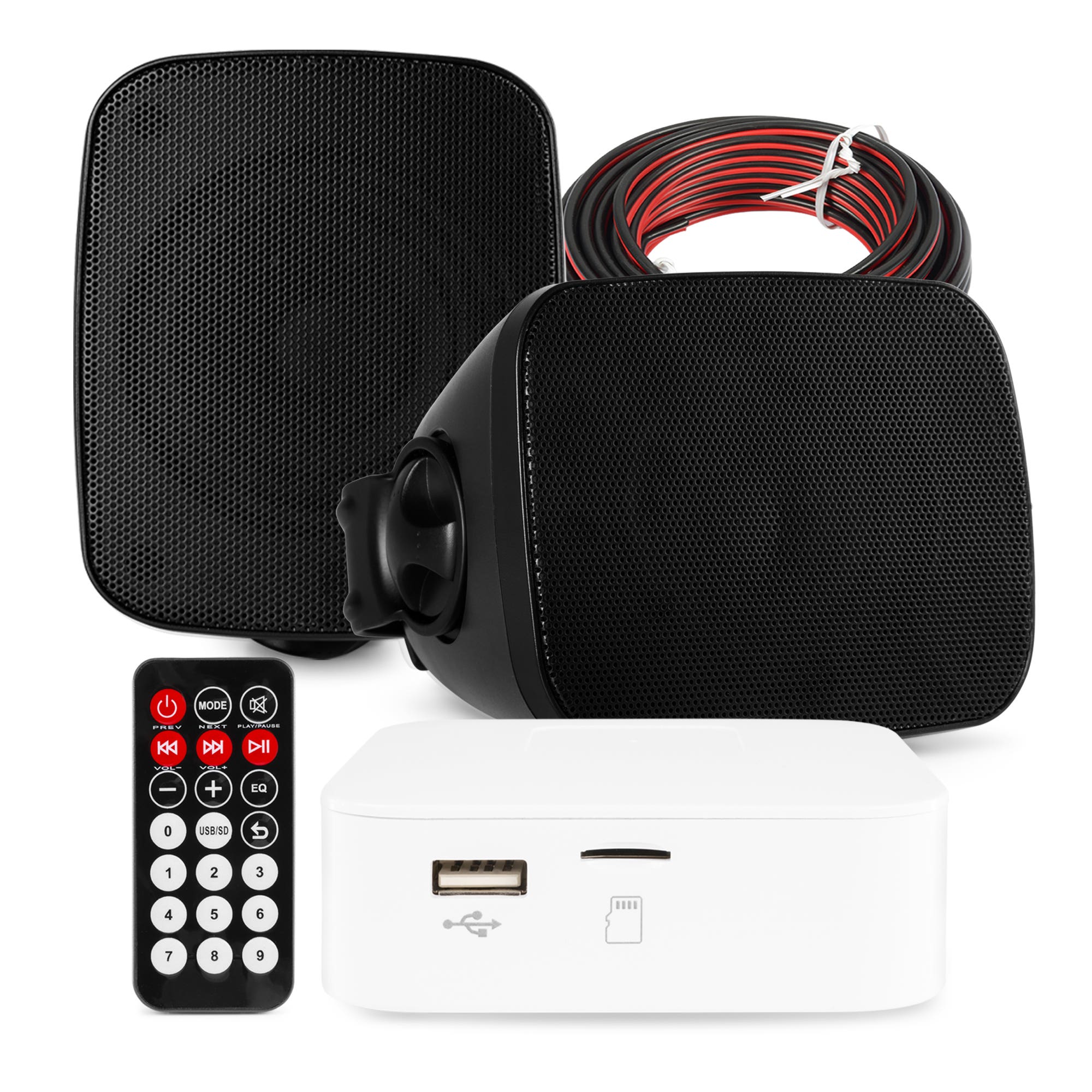 Power Dynamics set van 2 speakers voor tuin, terras en overkapping - Bluetooth versterker - Zwart