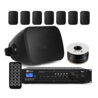 Power Dynamics professionele geluidsinstallatie werkplaats - 8x 100V speaker met versterker - Zwart