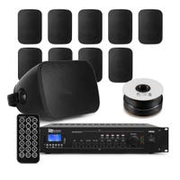 Power Dynamics complete 100V geluidsinstallatie - 10 speakers incl. versterker met bluetooth - Zwart