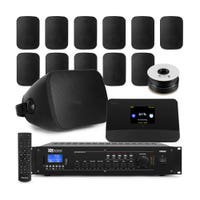 Power Dynamics 100V geluidsinstallatie met internet radio - 12 speakers met zone versterker - Zwart