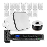 Power Dynamics professionele geluidsinstallatie - 14x speaker en 6-zone 100V versterker - Wit