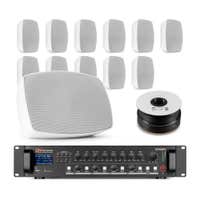 Power Dynamics professionele geluidsinstallatie - 12 waterdichte speakers met versterker - Wit