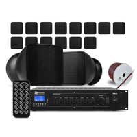 Power Dynamics complete geluidsinstallatie - 16 mini speakers voor winkel of kantoor - 100V - Zwart