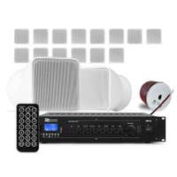 Power Dynamics complete geluidsinstallatie - 16 mini speakers voor winkel of kantoor - 100V - Wit